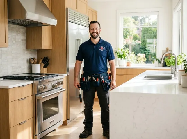 Appliance Repair Hero technician in a Bouckville, NY kitchen after an appliance repair